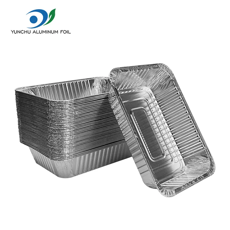 Rektangulär take-out bakplåt Silver aluminiumfoliebehållare