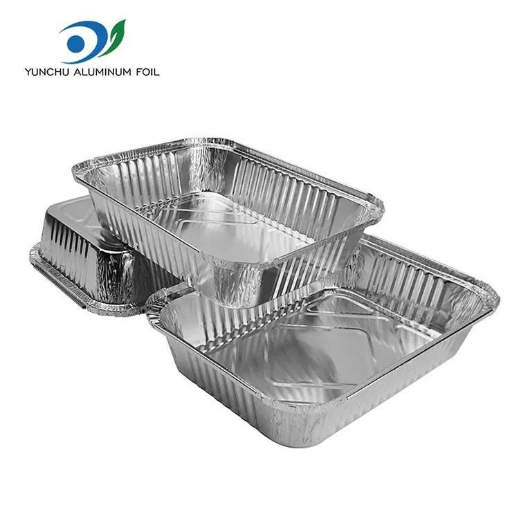 Rektangulär take-out grill Silver aluminiumfoliebehållare