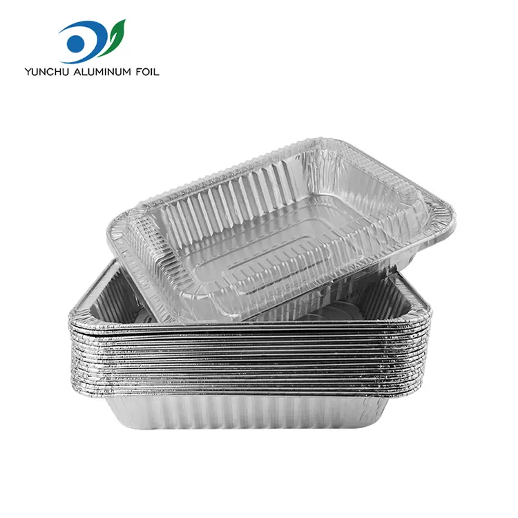 Rektangulär takeaway kalkonplatta silver aluminiumfoliebehållare