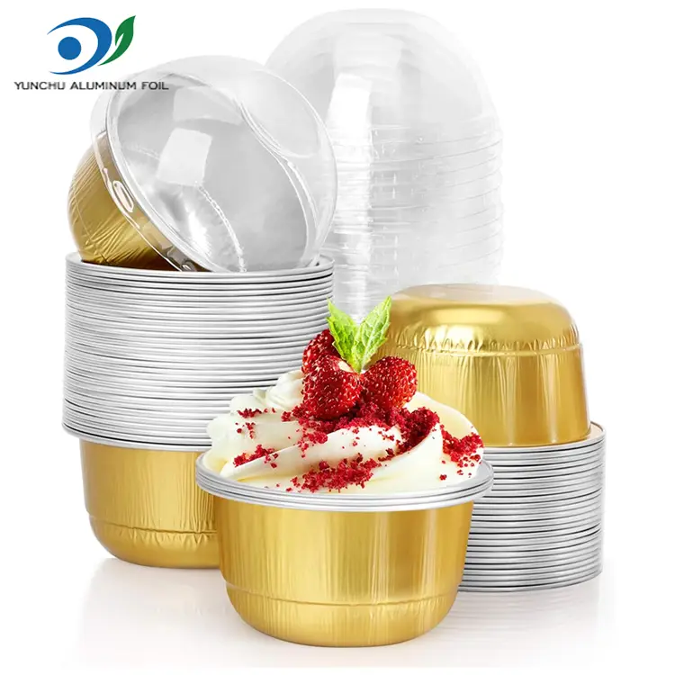 Dessertkopp av gyllene aluminiumfolie –150 ml kupolform