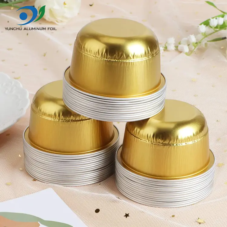 Dessertkopp av gyllene aluminiumfolie –150 ml kupolform