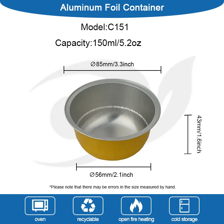 Dessertkopp av gyllene aluminiumfolie –150 ml kupolform