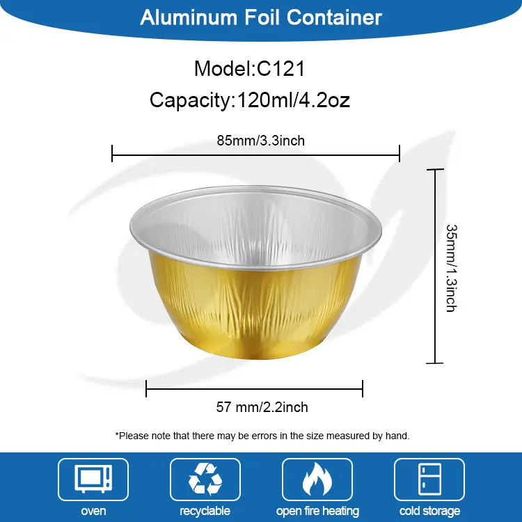 Rund kaka färg smidig vägg aluminiumfolie containrar