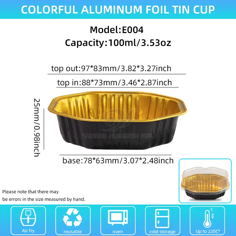 Specialformad Cake Cup Smoothwall aluminiumfoliebehållare