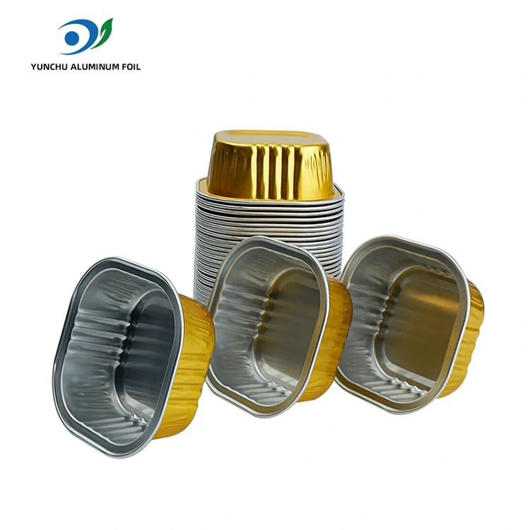 Fyrkantiga efterrättsbakmuggar Smoothwall aluminiumfoliebehållare