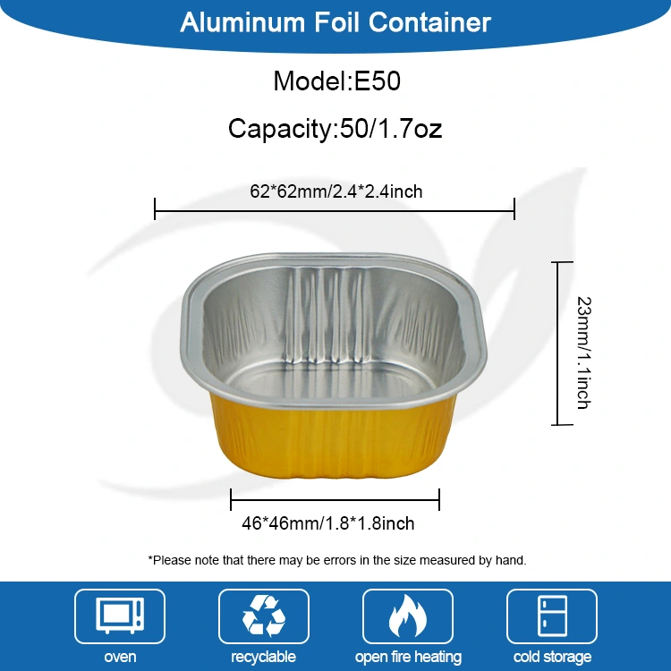 Fyrkantiga efterrättsbakmuggar Smoothwall aluminiumfoliebehållare