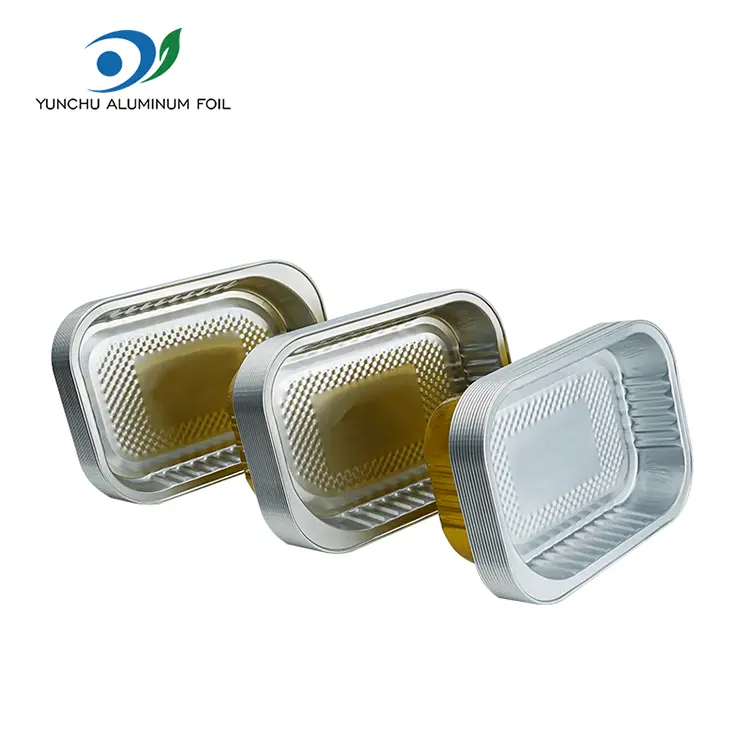 Fyrkantig takeaway mat gyllene aluminiumfoliebehållare