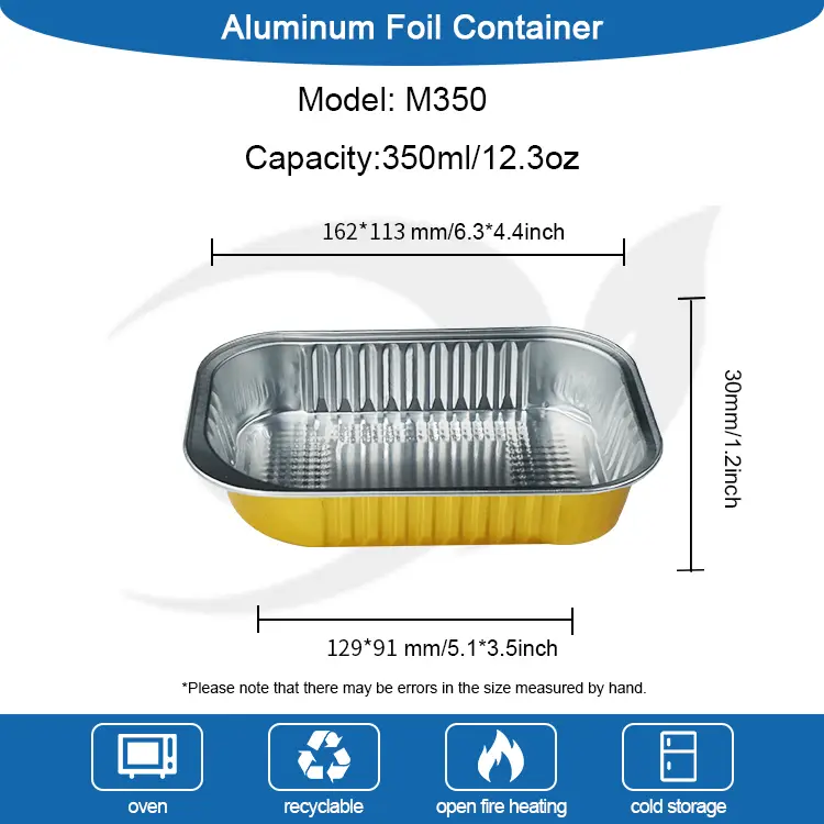 Fyrkantig takeaway mat gyllene aluminiumfoliebehållare