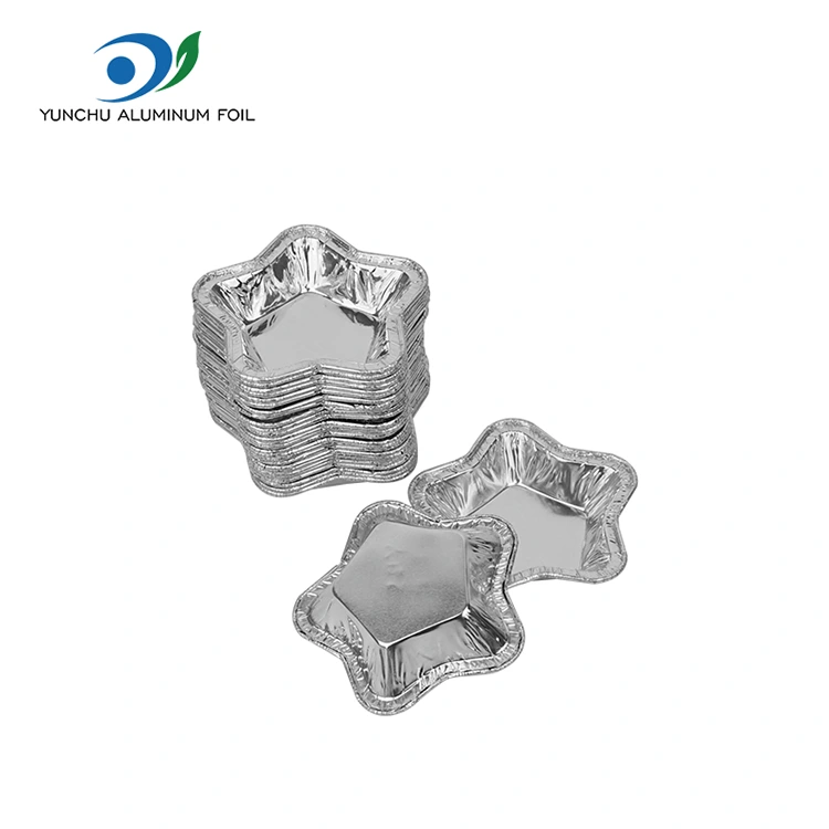 Stjärnformade tårtmuggar av aluminiumfolie för bakning av matbehållare av aluminiumfolie