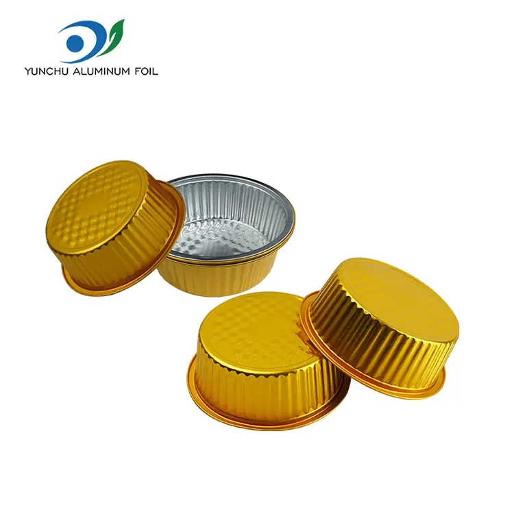 Takeaway liten varm potten gyllene runda aluminiumfoliebehållare