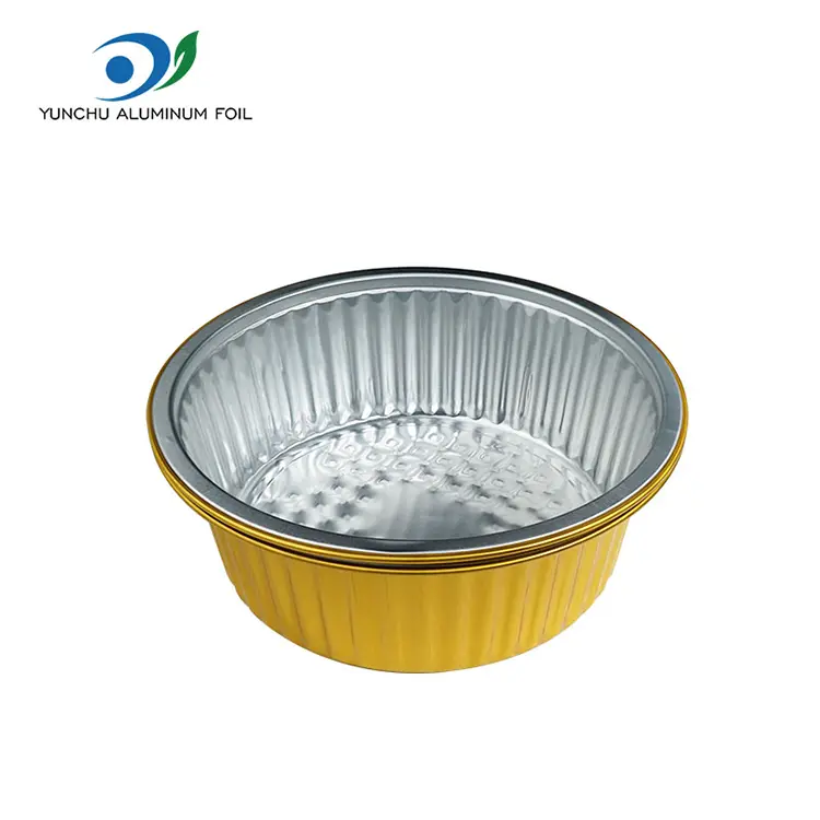Takeaway liten varm potten gyllene runda aluminiumfoliebehållare